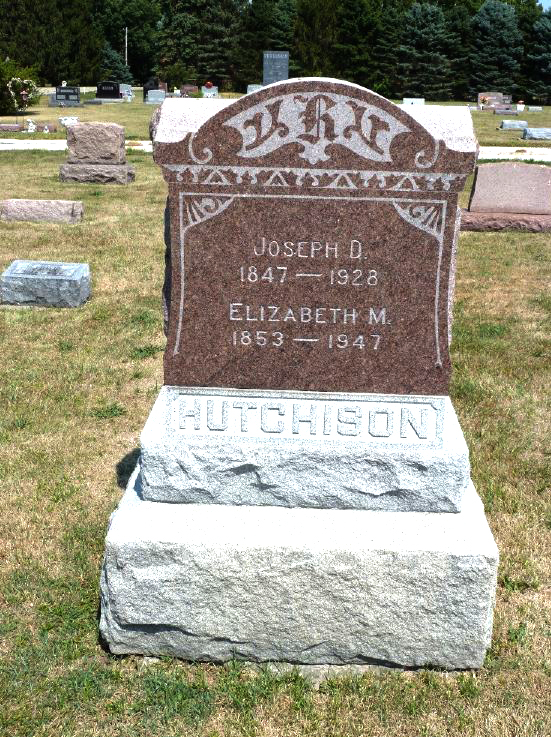 Photo of headstones/Elizabeth Hutchison nee McLennan 1853-1947 hdstn Neponset cem Ill